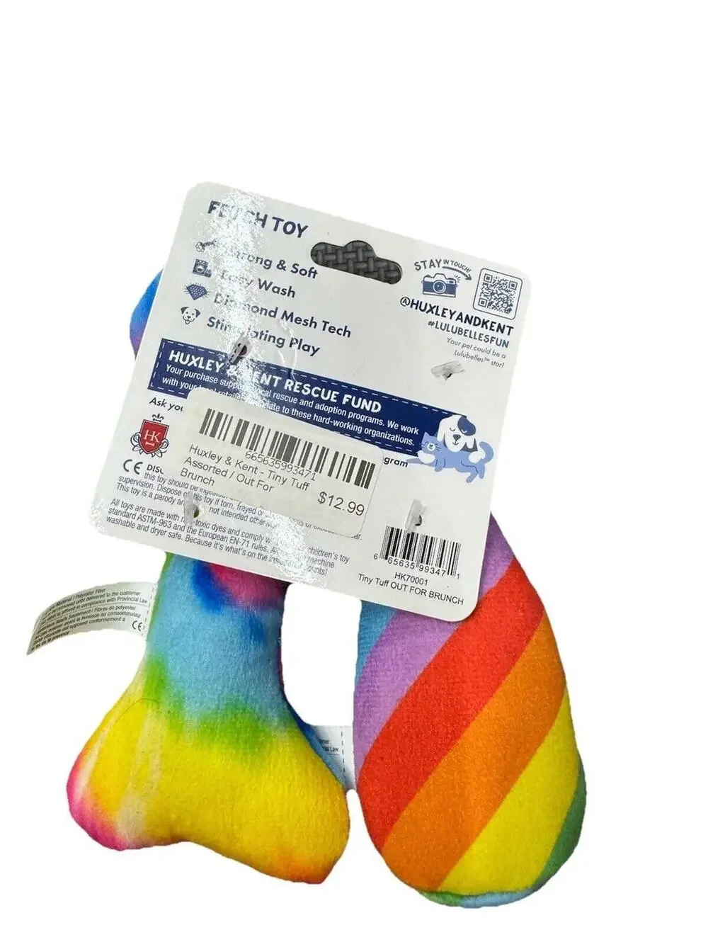 (RGB3) Huxley & Kent Lulubelles Tiny Tuff Pride Dog Toy Set Chompagne & Equality